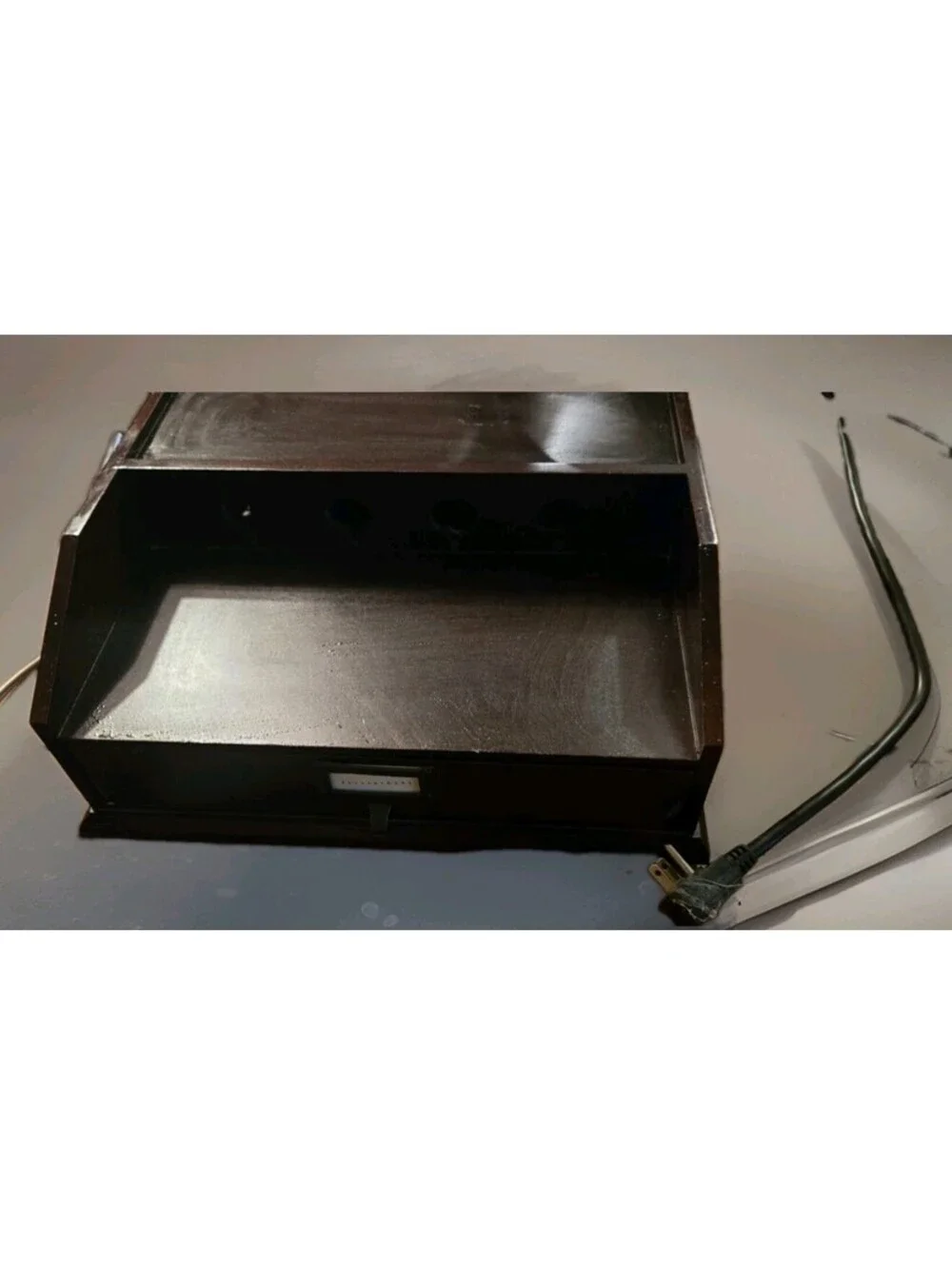Pottery Barn Dark Wood Charging Station Desk Organizer Storage Drawer 6 Outlets